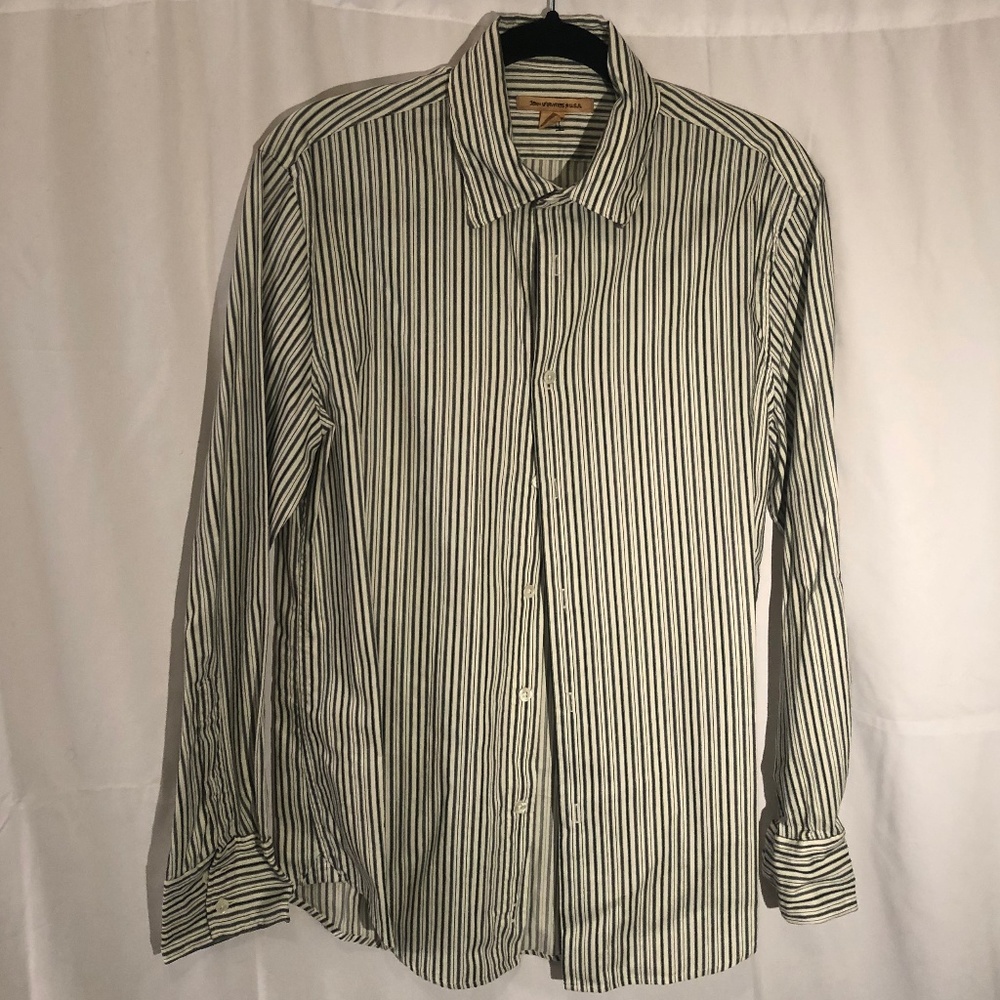 John Varvatos Green Striped Shirt NEW